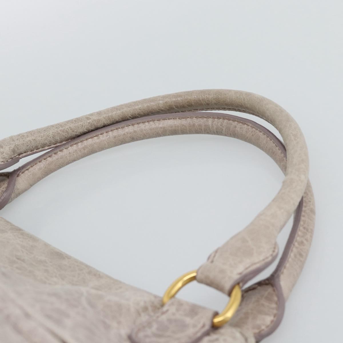 Miu Miu Hand Bag Leather 2way Beige Pink Gold Auth mr2631M