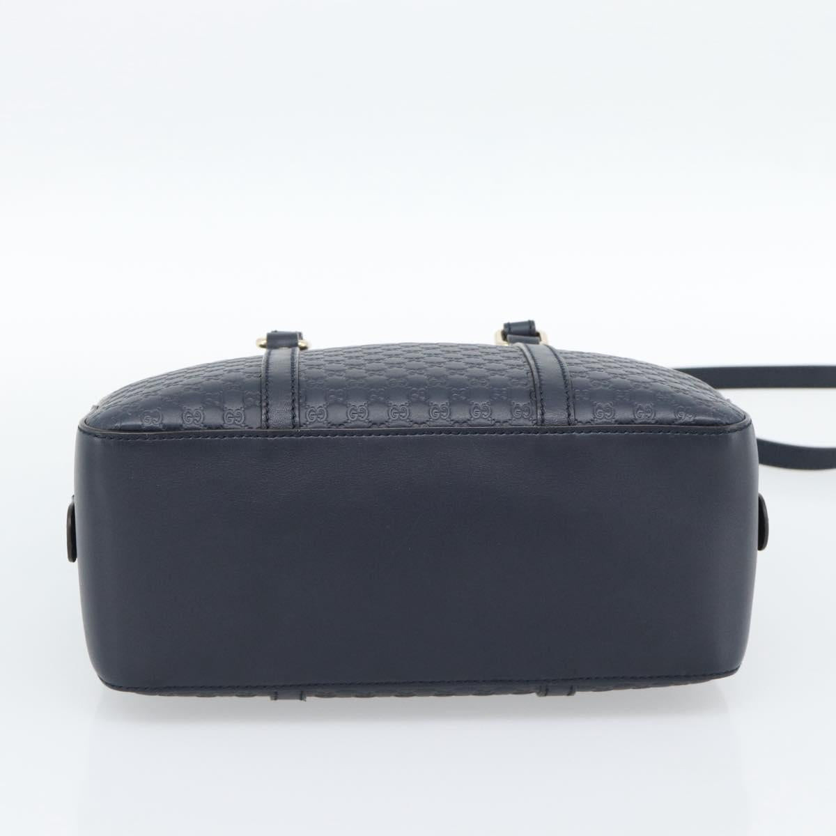 GUCCI Micro GG Canvas Guccissima Bag Leather 2way Navy Gold 510286 Auth mr2634A