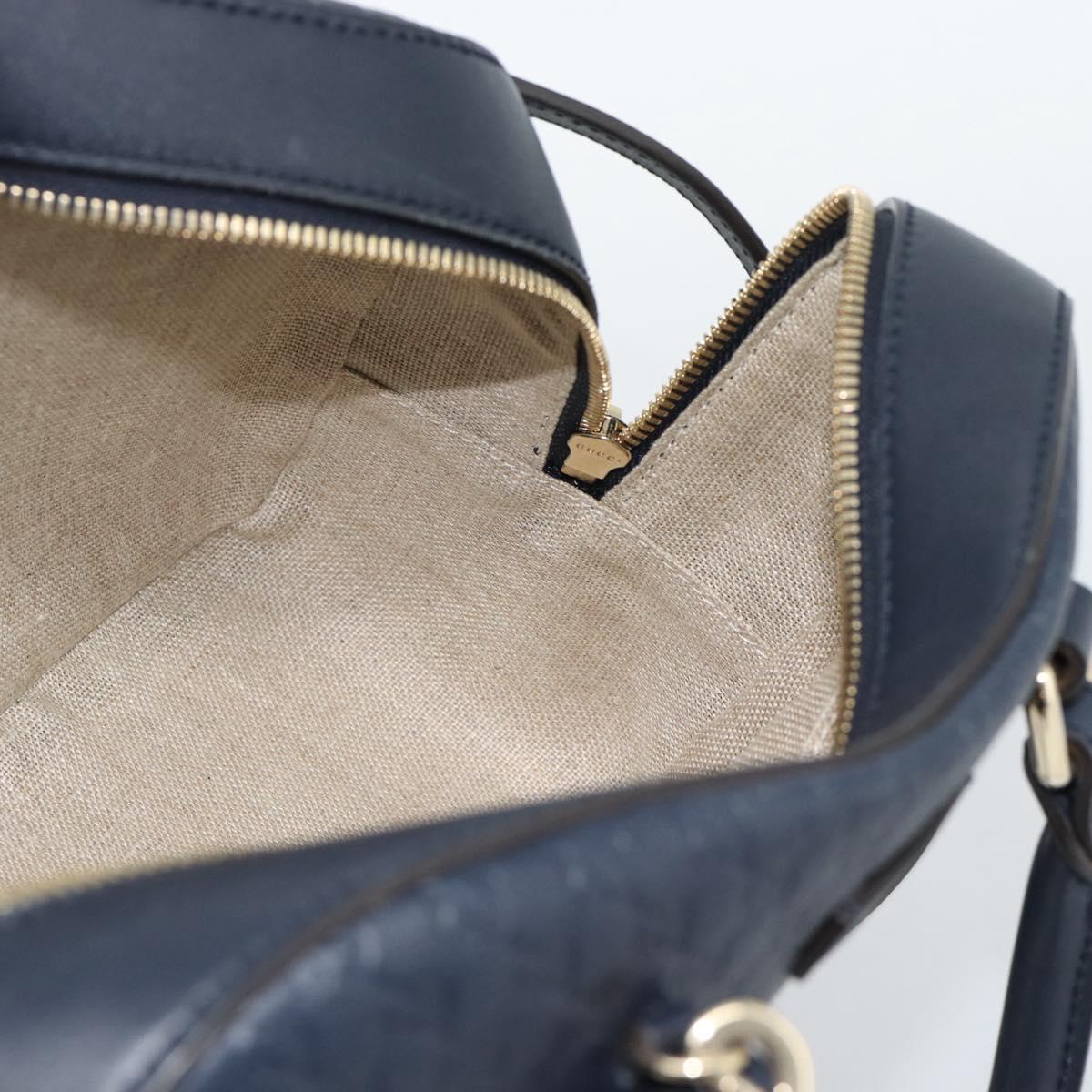 GUCCI Micro GG Canvas Guccissima Bag Leather 2way Navy Gold 510286 Auth mr2634A