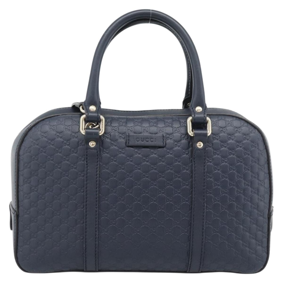 GUCCI Micro GG Canvas Guccissima Bag Leather 2way Navy Gold 510286 Auth mr2634A
