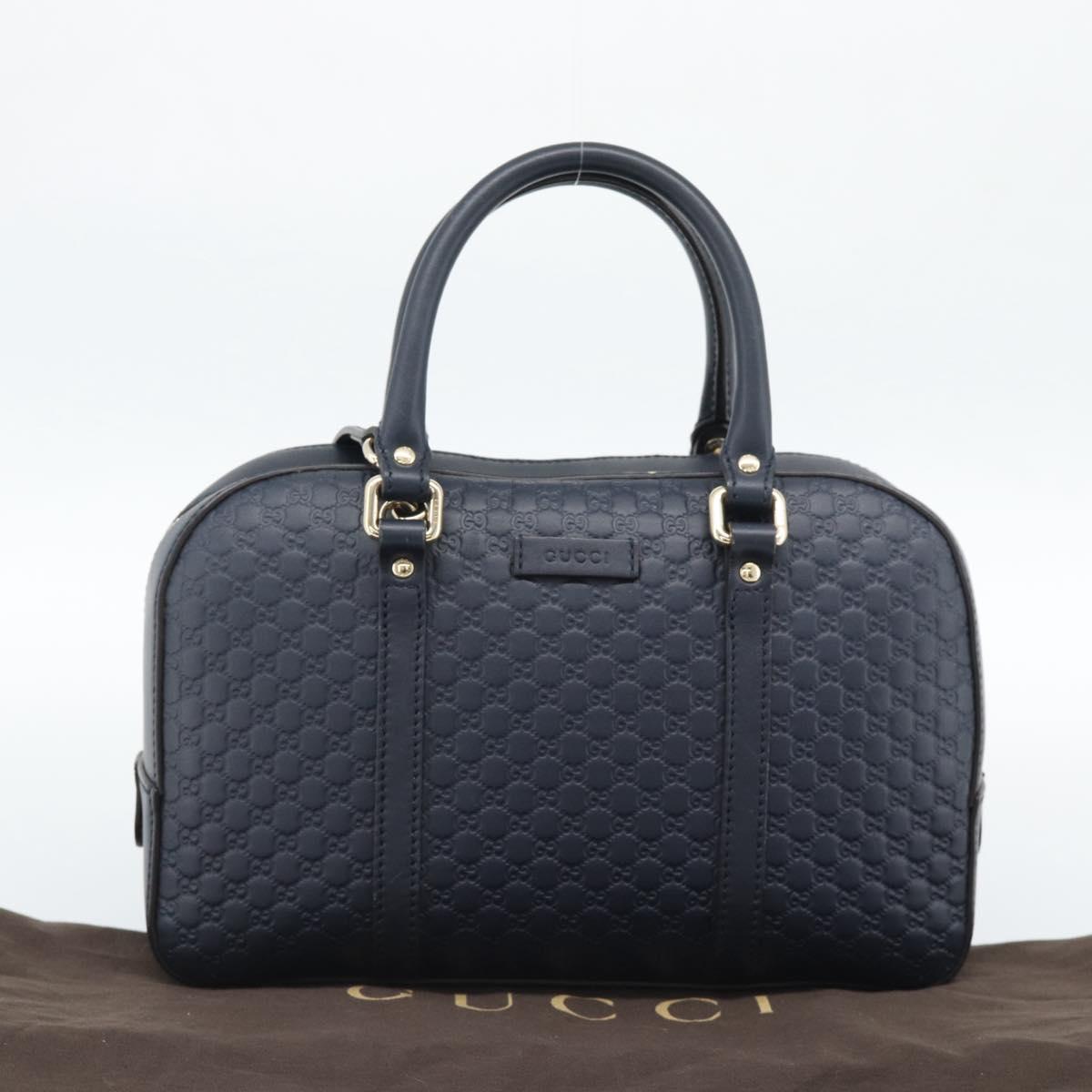GUCCI Micro GG Canvas Guccissima Bag Leather 2way Navy Gold 510286 Auth mr2634A