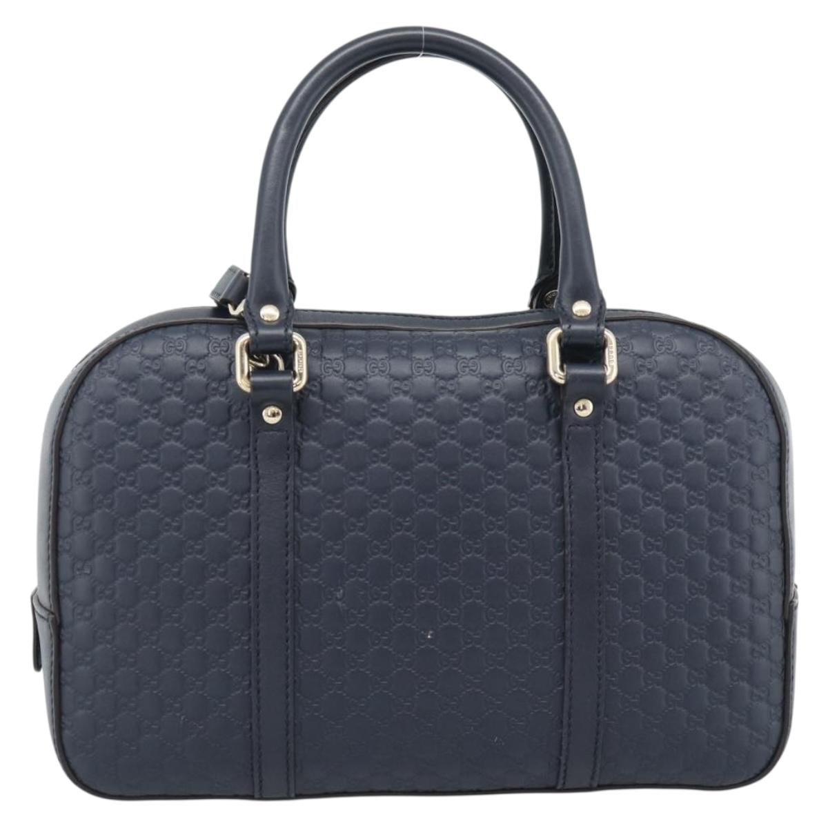 GUCCI Micro GG Canvas Guccissima Bag Leather 2way Navy Gold 510286 Auth mr2634A