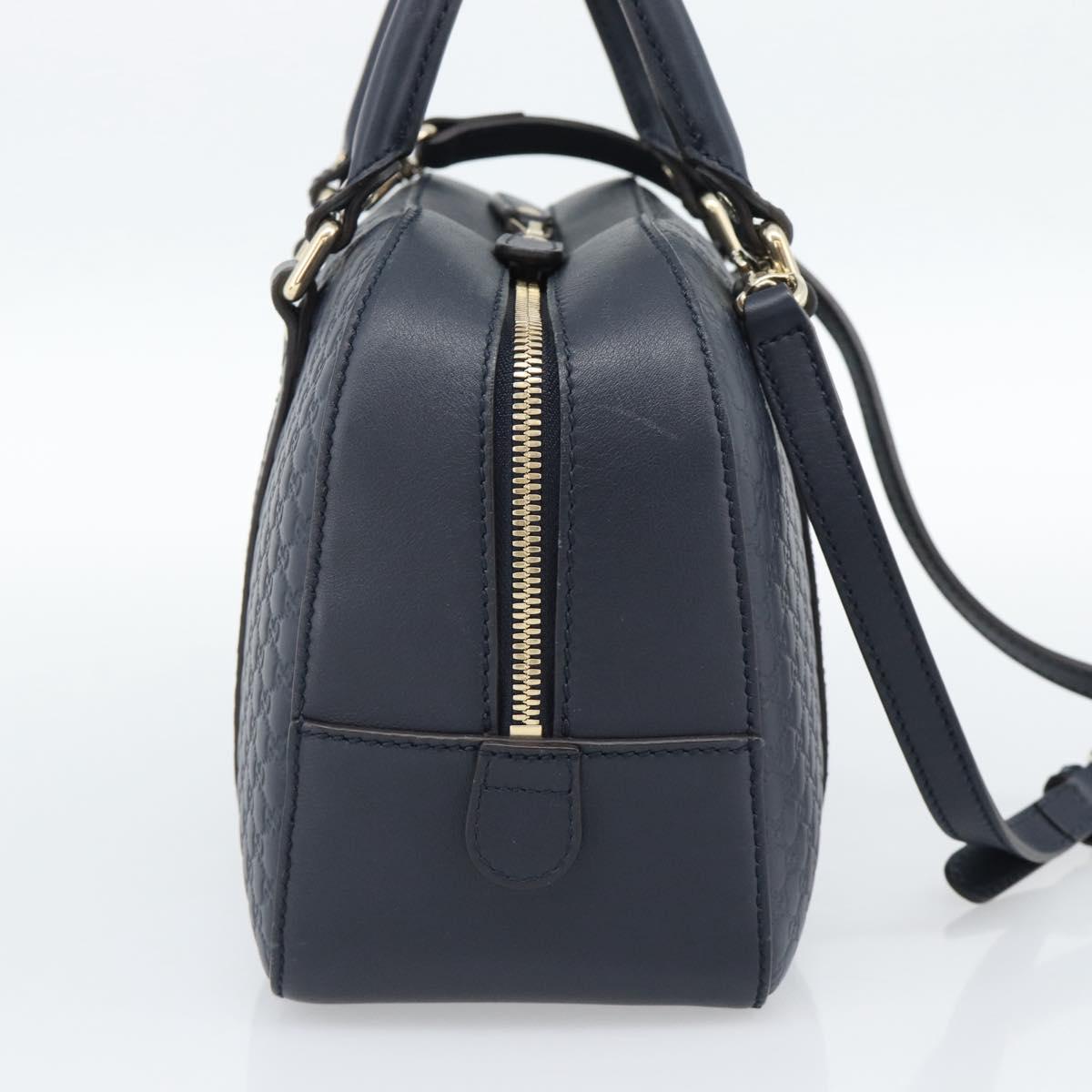 GUCCI Micro GG Canvas Guccissima Bag Leather 2way Navy Gold 510286 Auth mr2634A