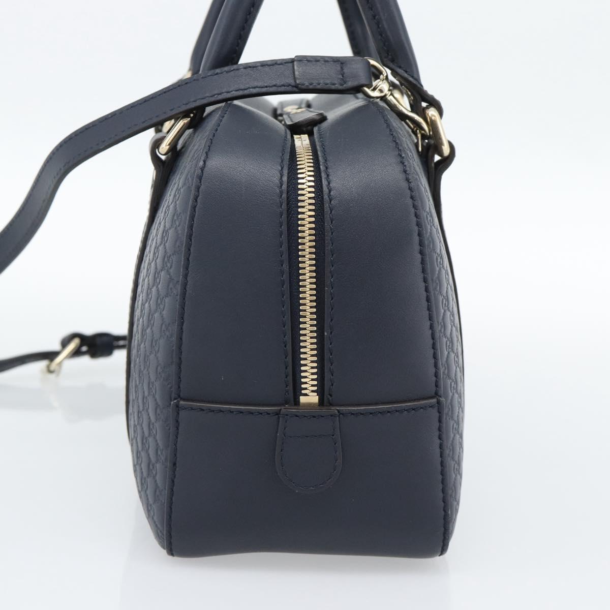 GUCCI Micro GG Canvas Guccissima Bag Leather 2way Navy Gold 510286 Auth mr2634A