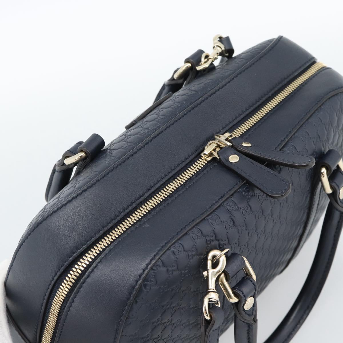 GUCCI Micro GG Canvas Guccissima Bag Leather 2way Navy Gold 510286 Auth mr2634A