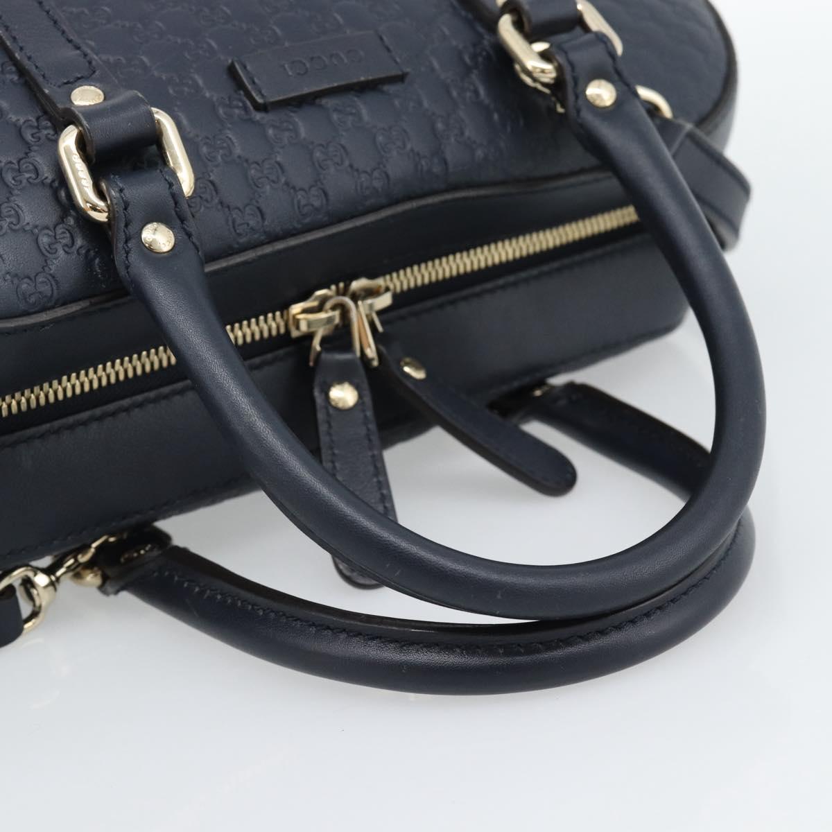 GUCCI Micro GG Canvas Guccissima Bag Leather 2way Navy Gold 510286 Auth mr2634A