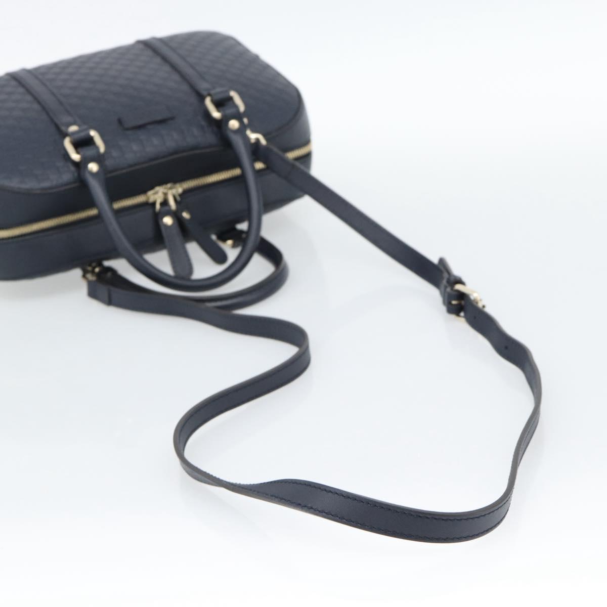 GUCCI Micro GG Canvas Guccissima Bag Leather 2way Navy Gold 510286 Auth mr2634A