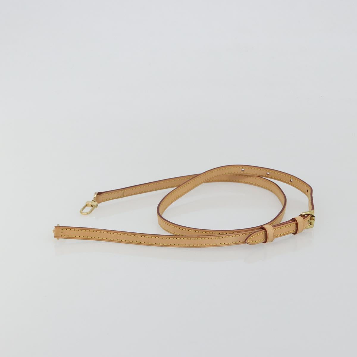 LOUIS VUITTON Adjustable Shoulder Strap Leather 39.4""-47.2"" Beige Auth mr2635