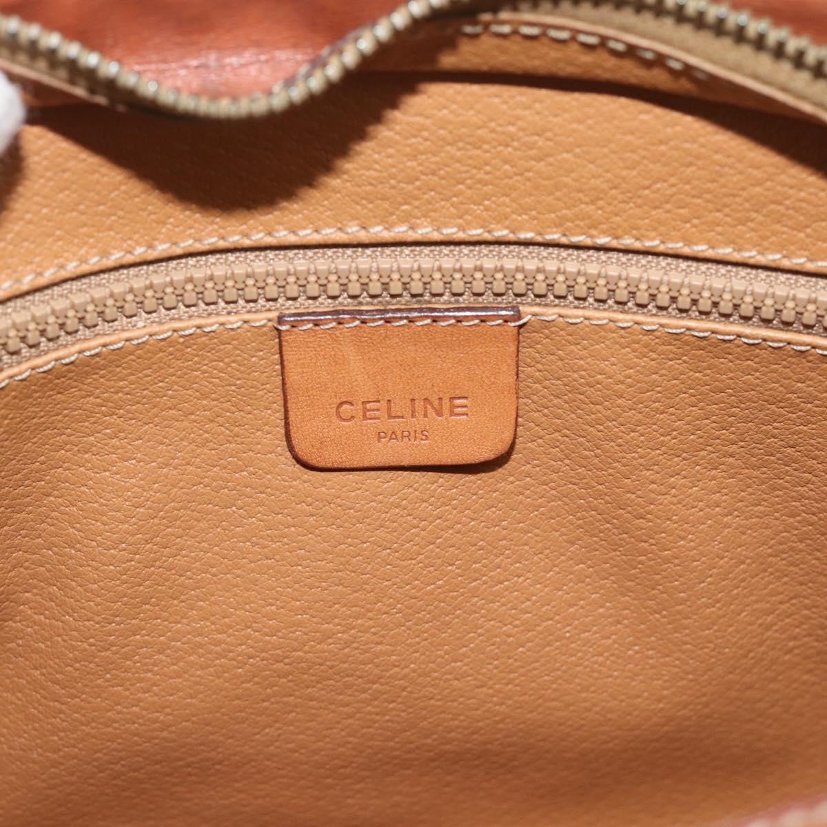 CELINE Macadam Canvas Shoulder Bag PVC Beige Gold Auth mr2636