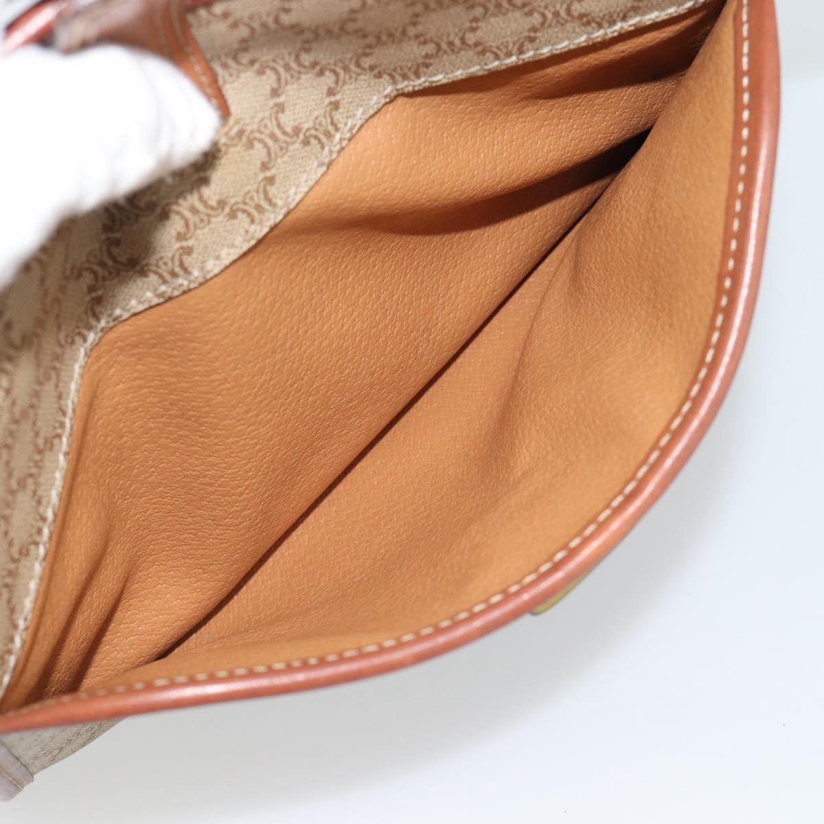 CELINE Macadam Canvas Shoulder Bag PVC Beige Gold Auth mr2636