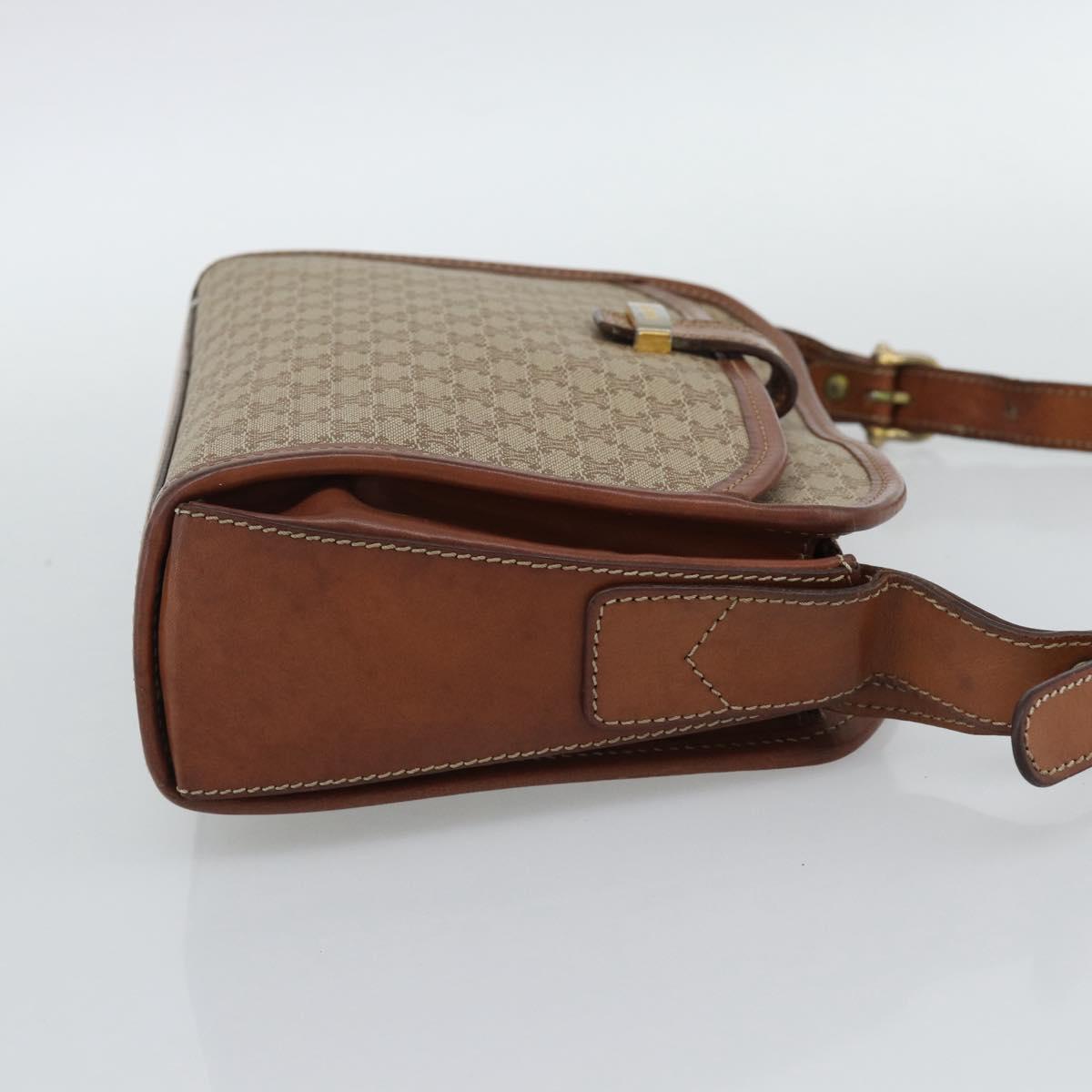 CELINE Macadam Canvas Shoulder Bag PVC Beige Gold Auth mr2636
