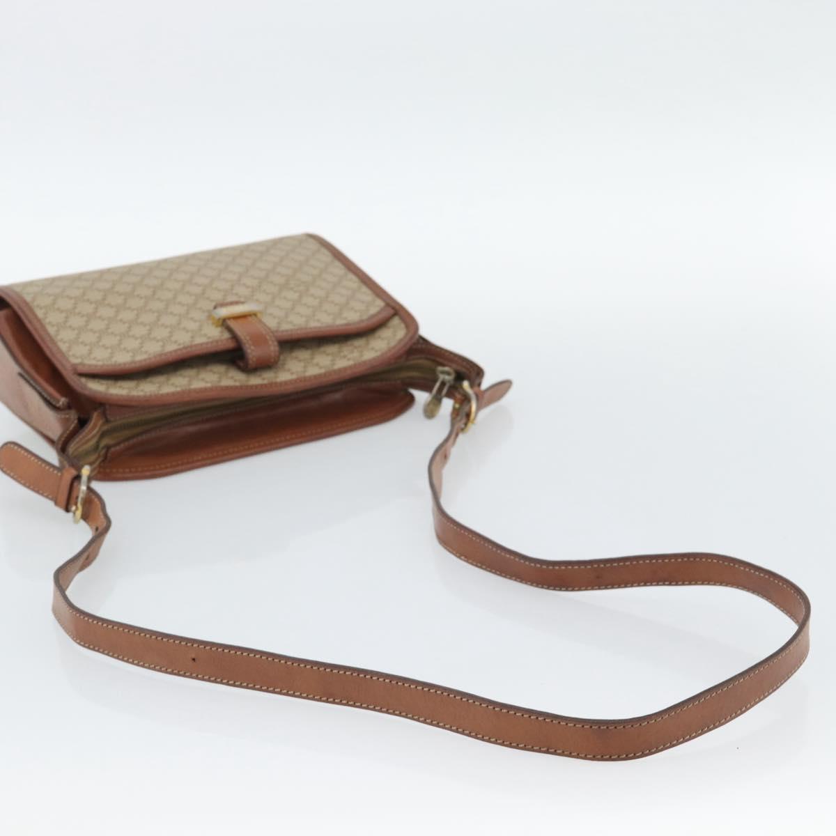 CELINE Macadam Canvas Shoulder Bag PVC Beige Gold Auth mr2636