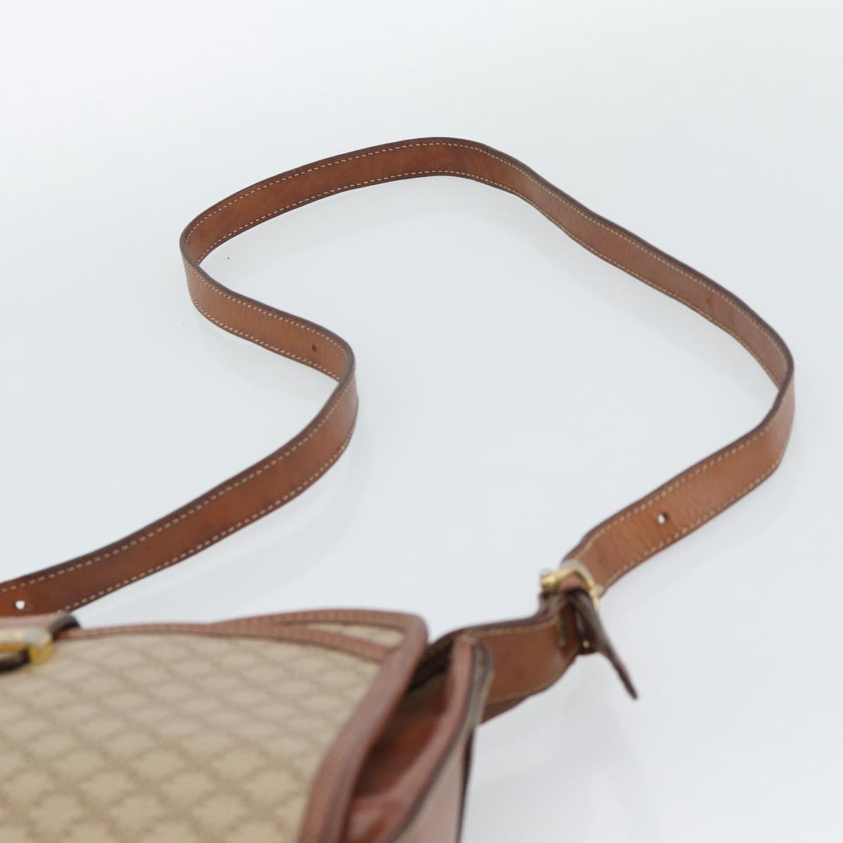 CELINE Macadam Canvas Shoulder Bag PVC Beige Gold Auth mr2636