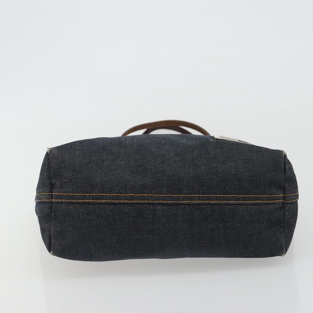 FENDI Tote Bag Denim Blue Silver Auth mr2637