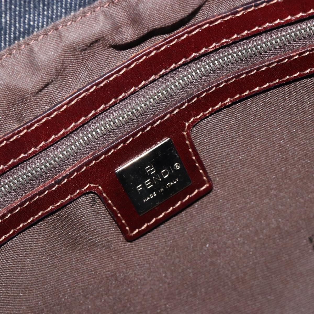 FENDI Tote Bag Denim Blue Silver Auth mr2637