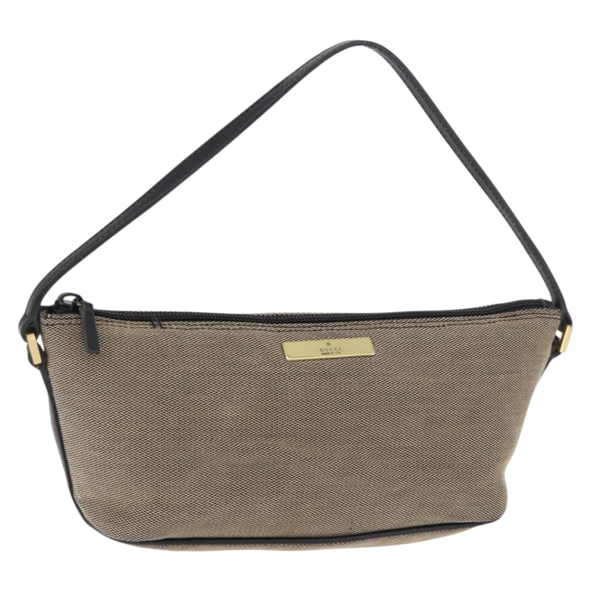GUCCI Hand Bag Canvas Khaki Gold 07198 Auth mr2638