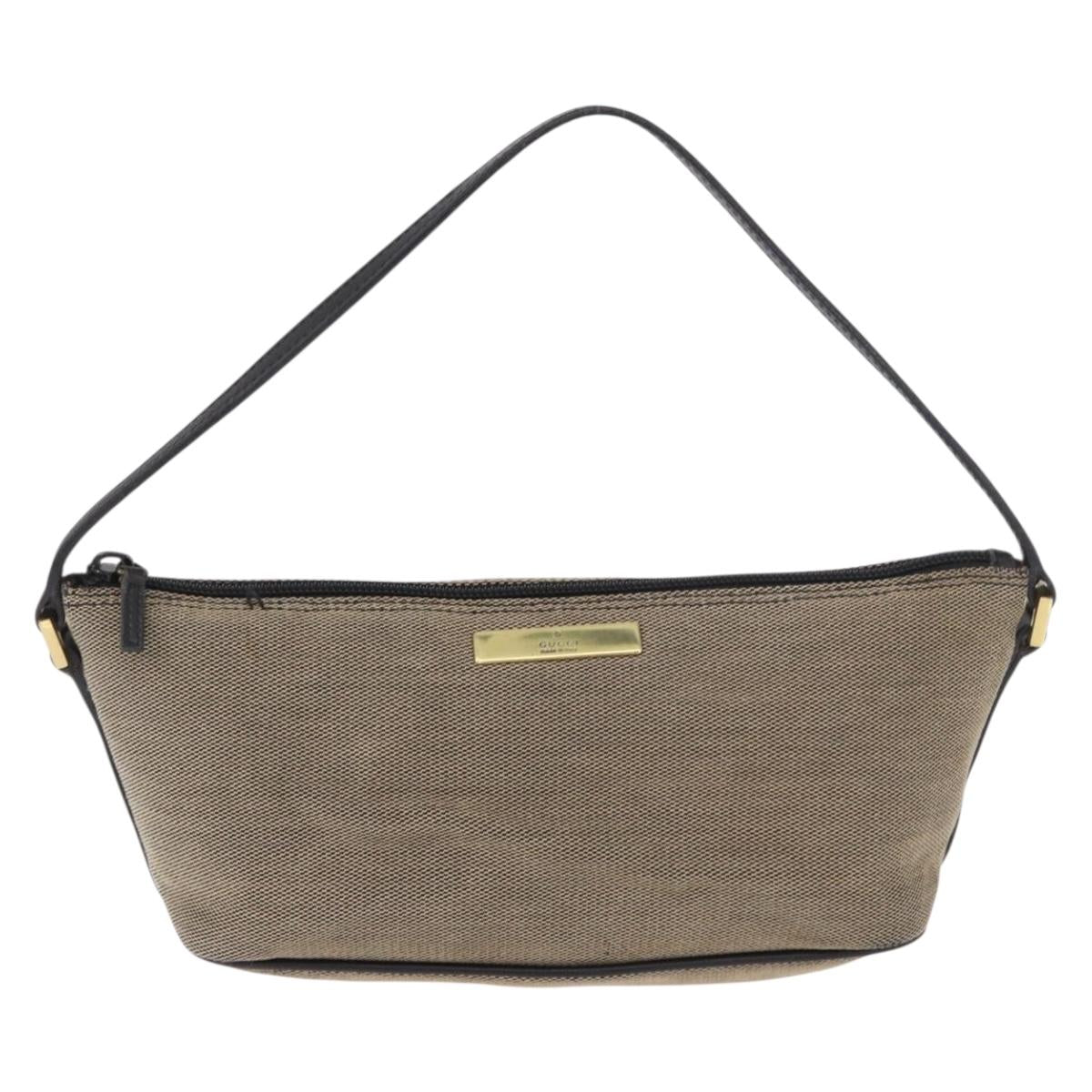GUCCI Hand Bag Canvas Khaki Gold 07198 Auth mr2638