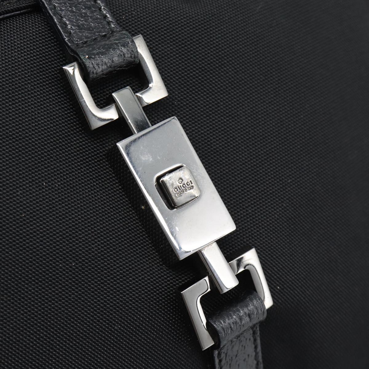GUCCI Hand Bag Nylon Black Silver 001 3734 Auth mr2639