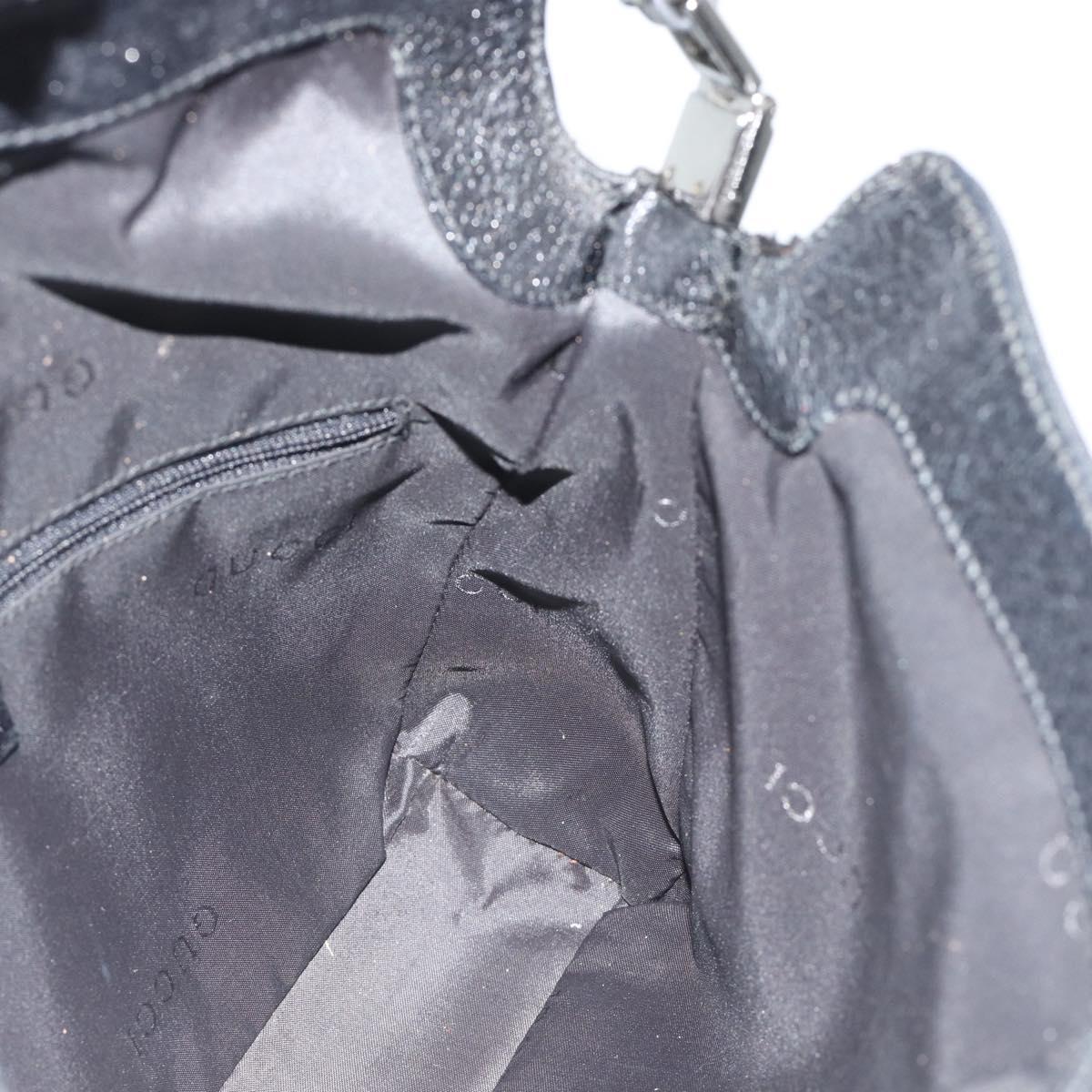 GUCCI Hand Bag Nylon Black Silver 001 3734 Auth mr2639