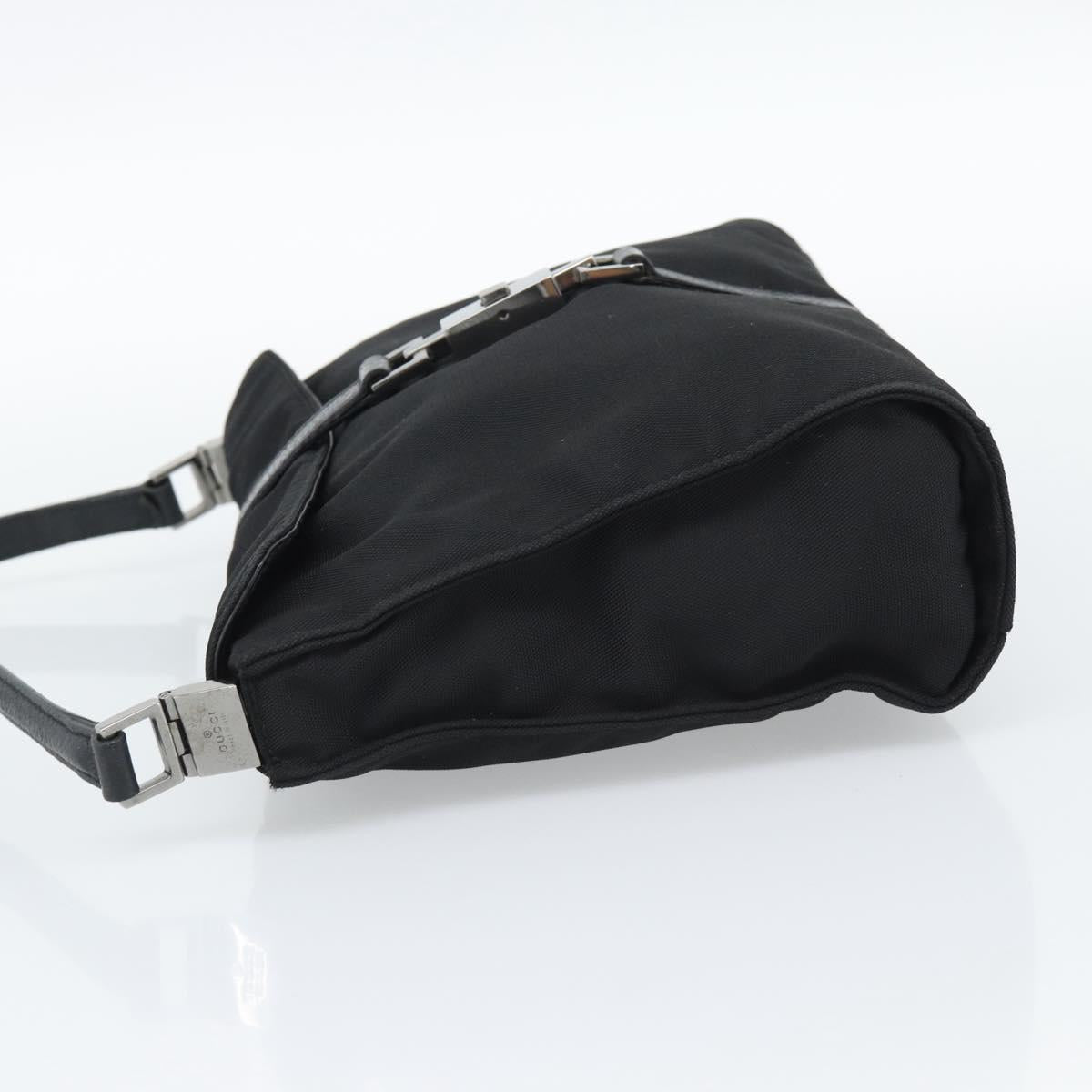 GUCCI Hand Bag Nylon Black Silver 001 3734 Auth mr2639