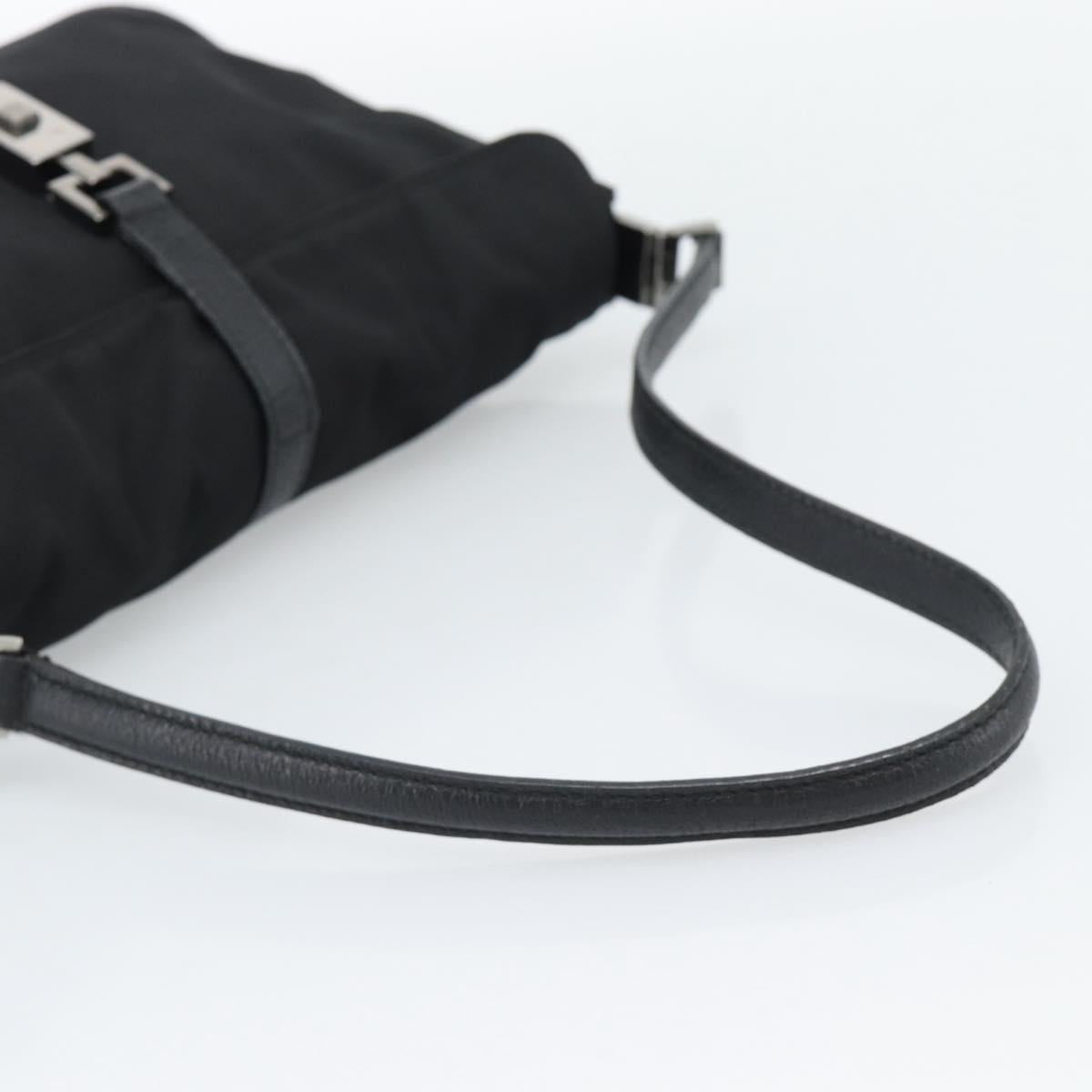 GUCCI Hand Bag Nylon Black Silver 001 3734 Auth mr2639