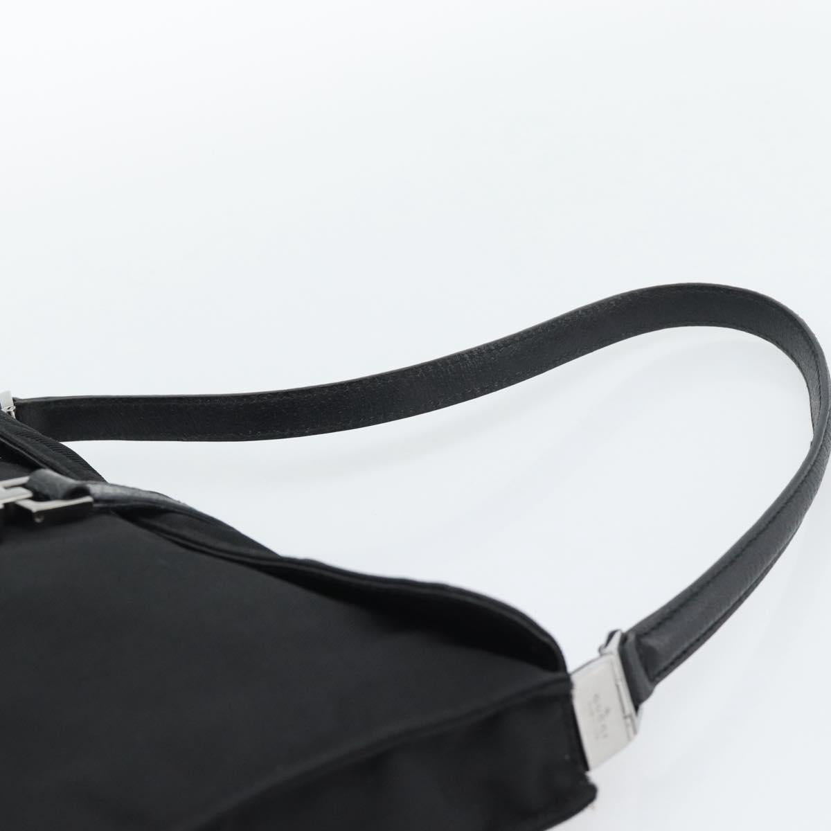 GUCCI Hand Bag Nylon Black Silver 001 3734 Auth mr2639