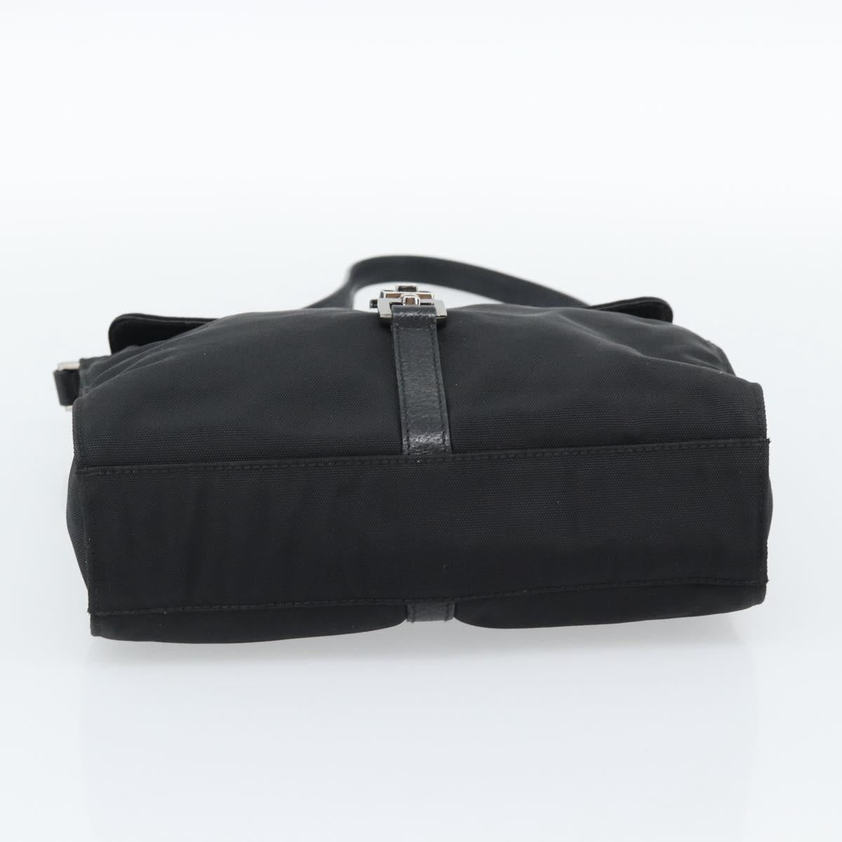 GUCCI Hand Bag Nylon Black Silver 001 3734 Auth mr2639