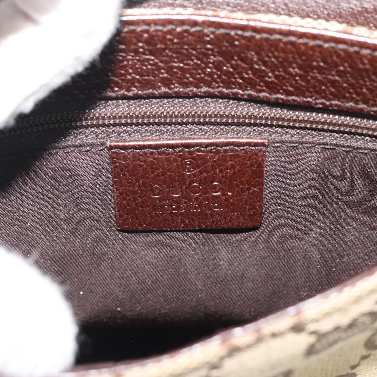 GUCCI GG Canvas Waist Bag Brown Silver 131236 Auth mr2640