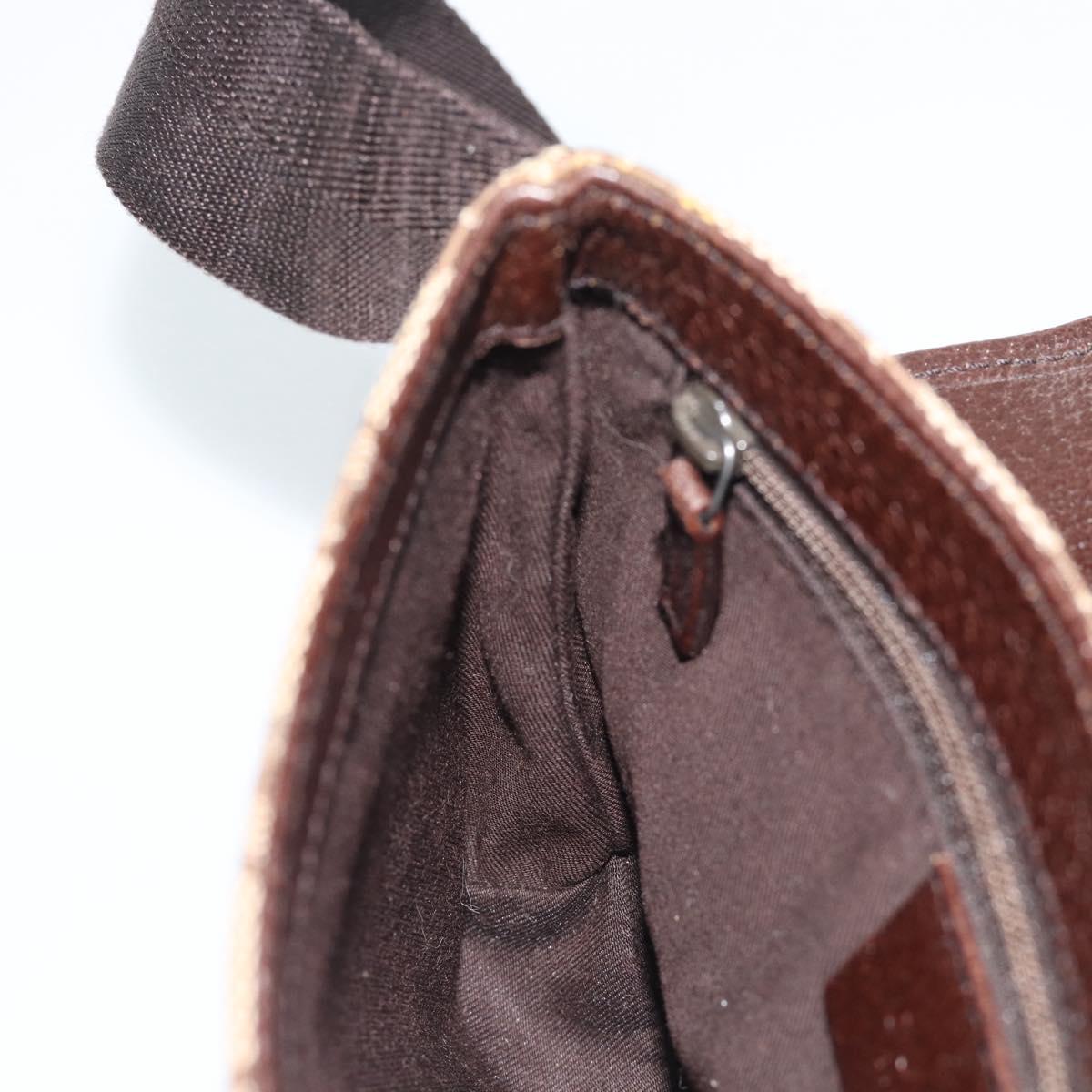 GUCCI GG Canvas Waist Bag Brown Silver 131236 Auth mr2640
