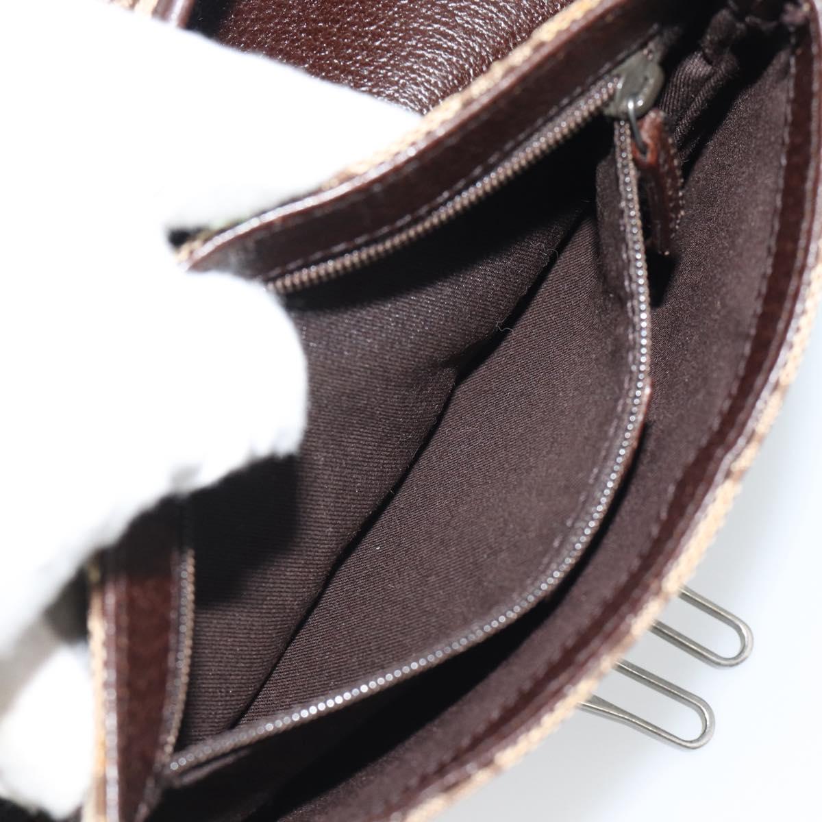 GUCCI GG Canvas Waist Bag Brown Silver 131236 Auth mr2640