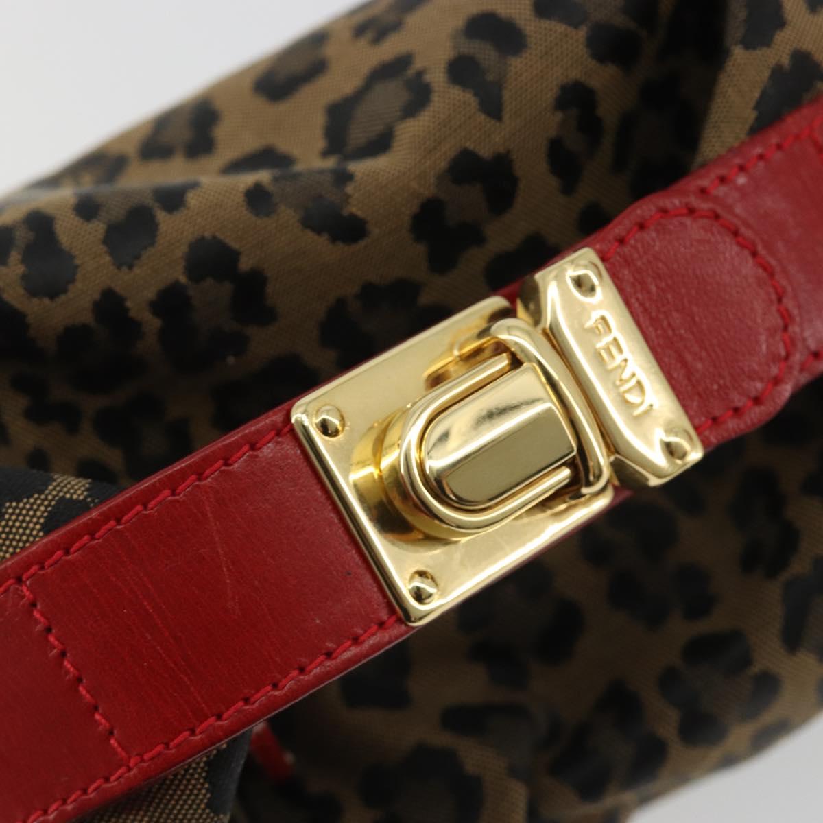 FENDI Pouch Canvas Brown Gold Auth mr2641