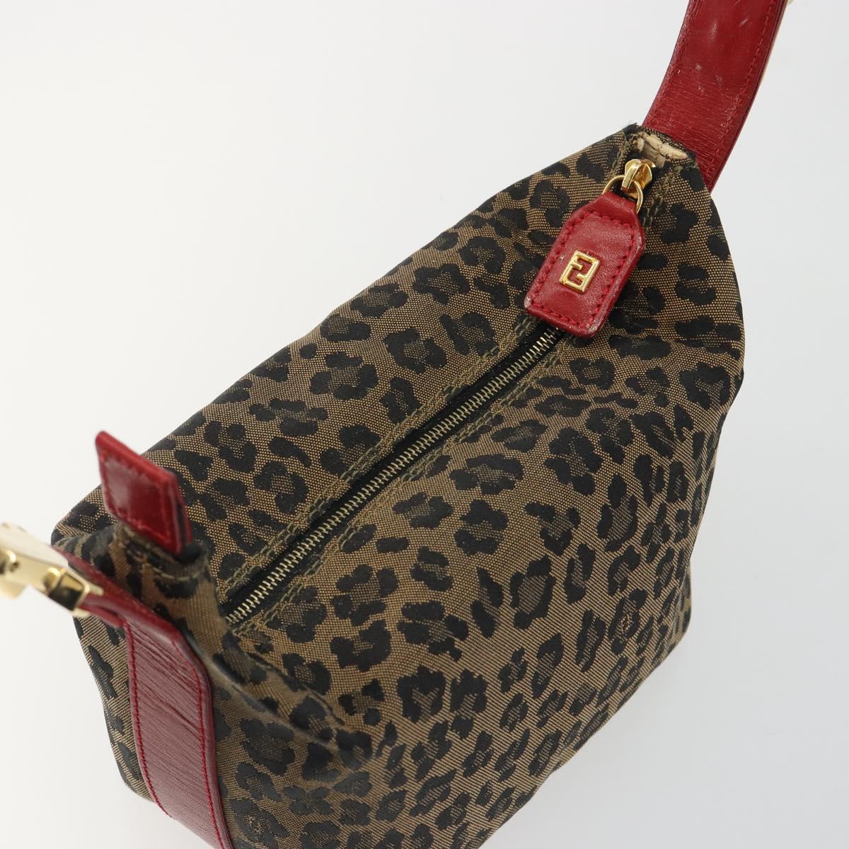 FENDI Pouch Canvas Brown Gold Auth mr2641