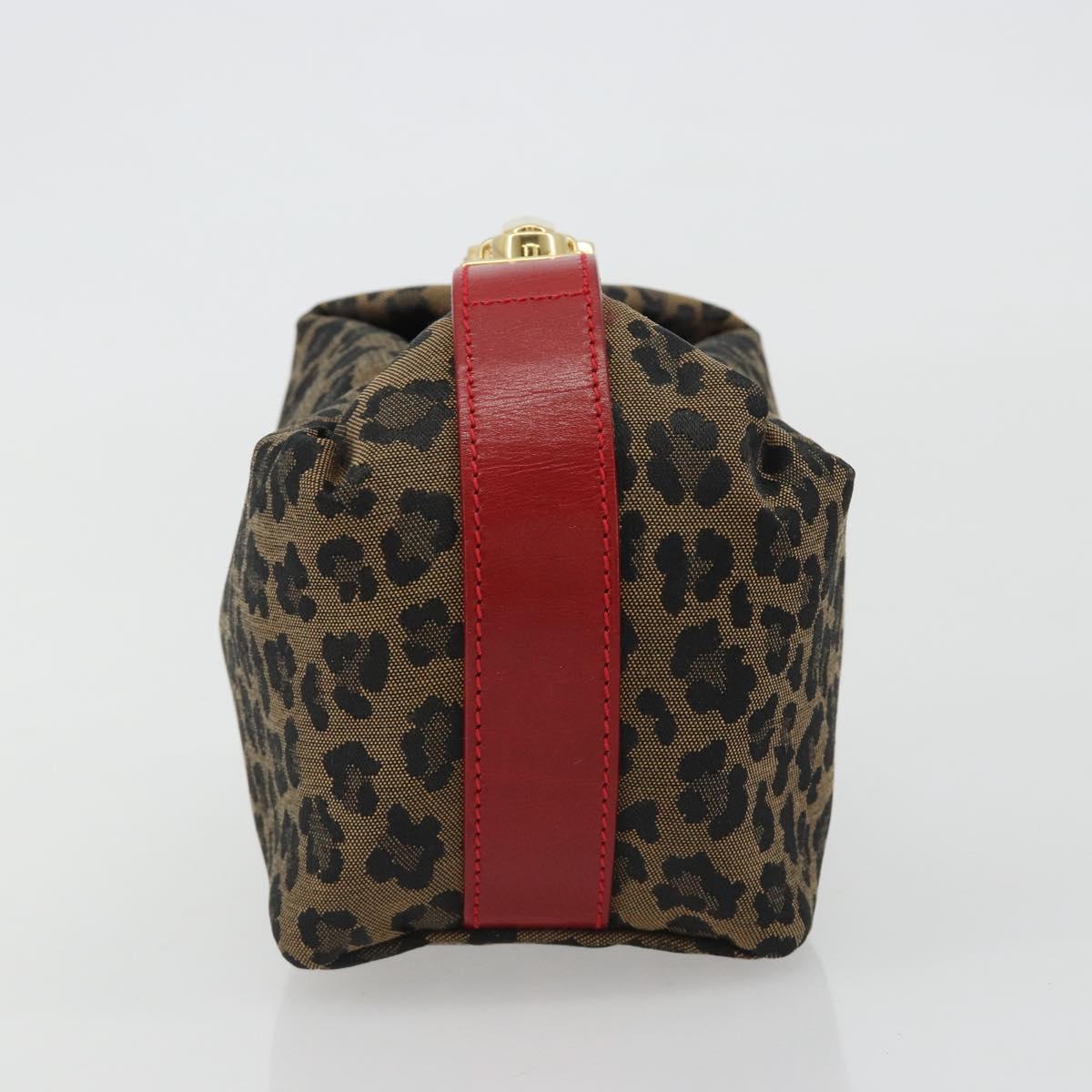 FENDI Pouch Canvas Brown Gold Auth mr2641