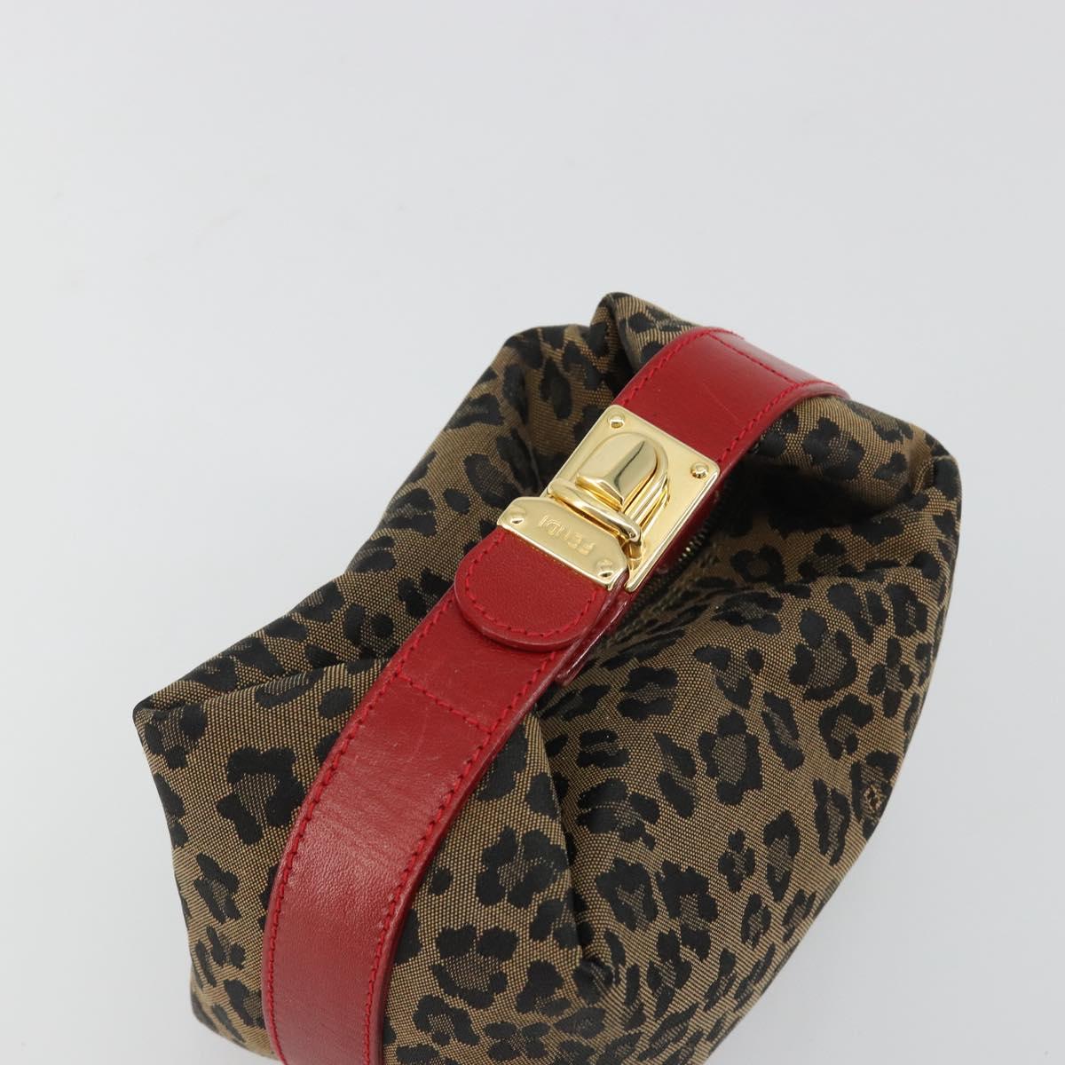FENDI Pouch Canvas Brown Gold Auth mr2641