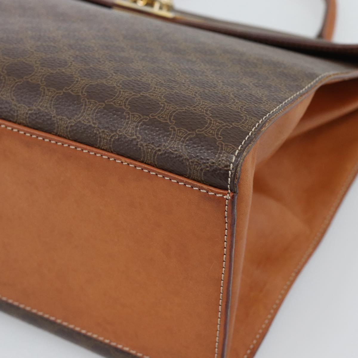 CELINE Macadam Canvas Hand Bag PVC Leather Brown Gold Auth mr2642