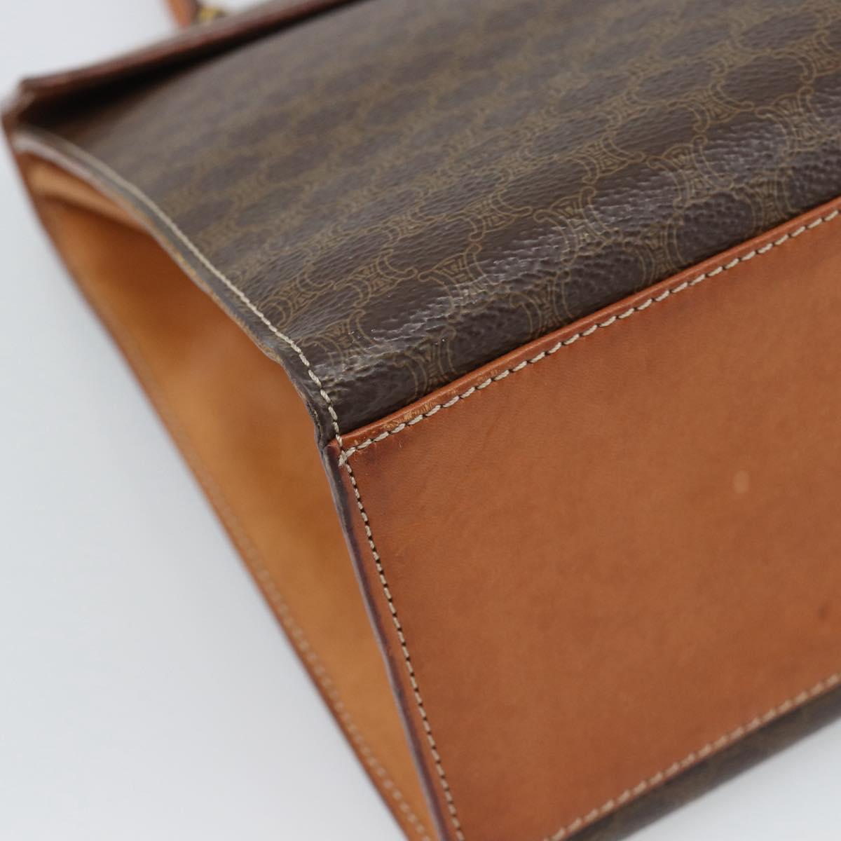 CELINE Macadam Canvas Hand Bag PVC Leather Brown Gold Auth mr2642