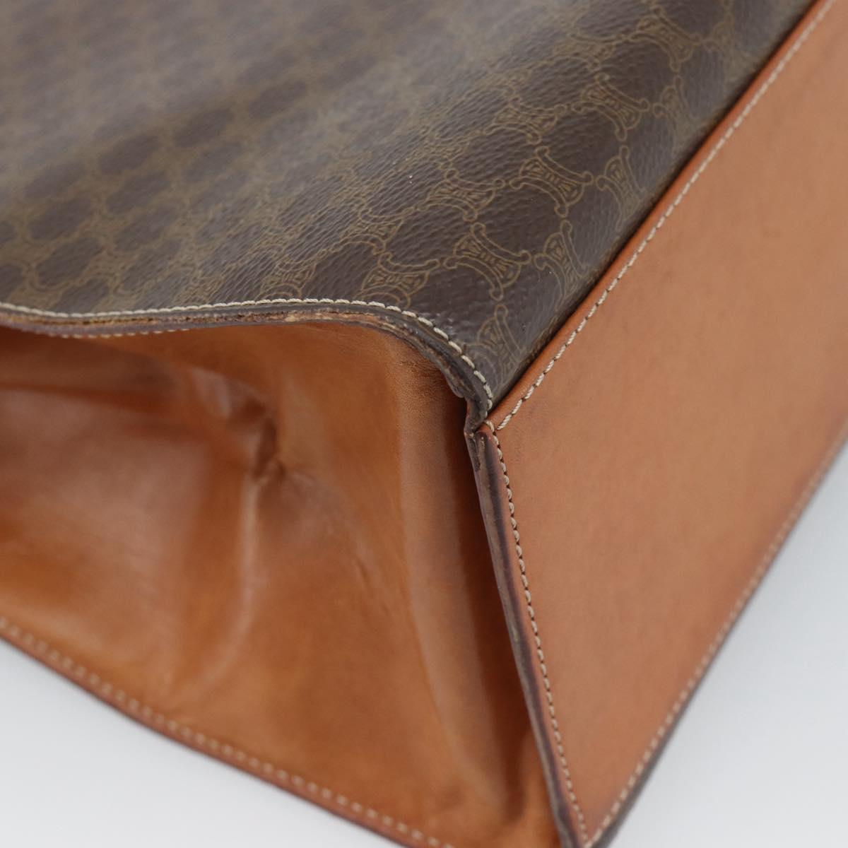 CELINE Macadam Canvas Hand Bag PVC Leather Brown Gold Auth mr2642