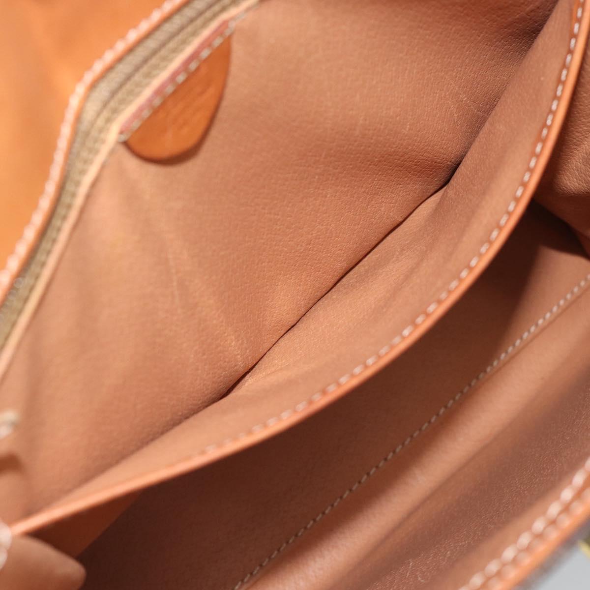 CELINE Macadam Canvas Hand Bag PVC Leather Brown Gold Auth mr2642