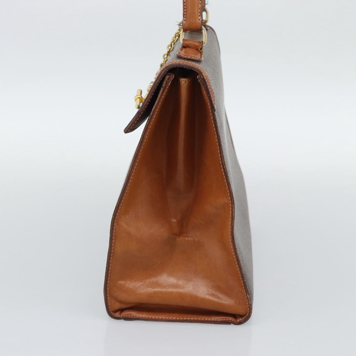 CELINE Macadam Canvas Hand Bag PVC Leather Brown Gold Auth mr2642
