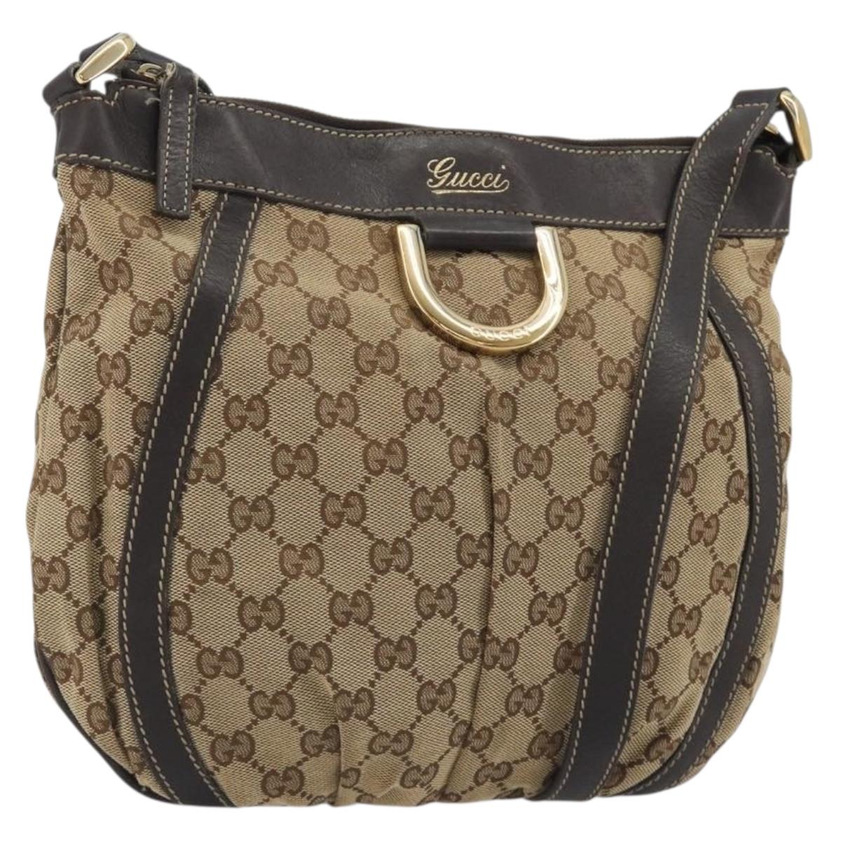 GUCCI GG Canvas Shoulder Bag Beige Gold 203257 Auth mr2643