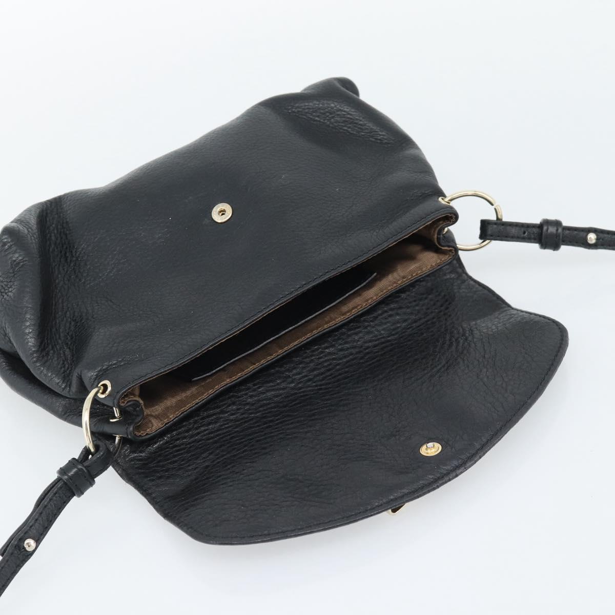 Chloe Shoulder Bag Leather Black Gold Auth mr2644