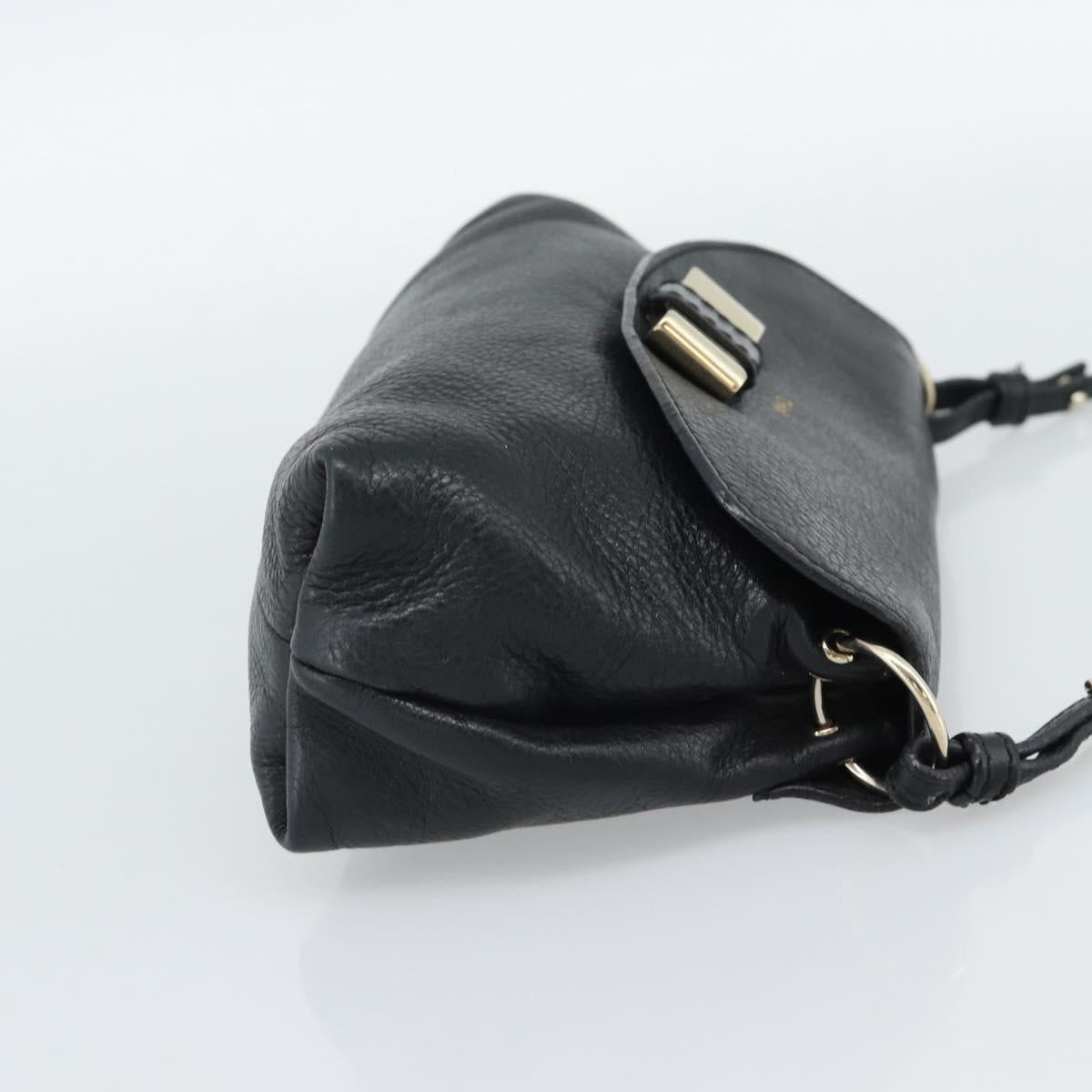 Chloe Shoulder Bag Leather Black Gold Auth mr2644