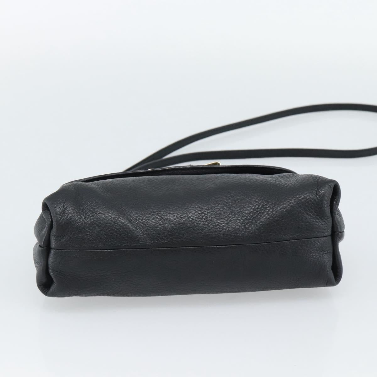 Chloe Shoulder Bag Leather Black Gold Auth mr2644
