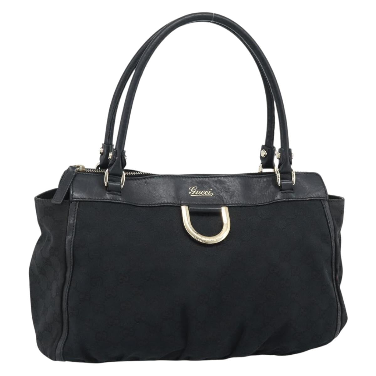 GUCCI GG Canvas Hand Bag Black Gold 189831 Auth mr2645