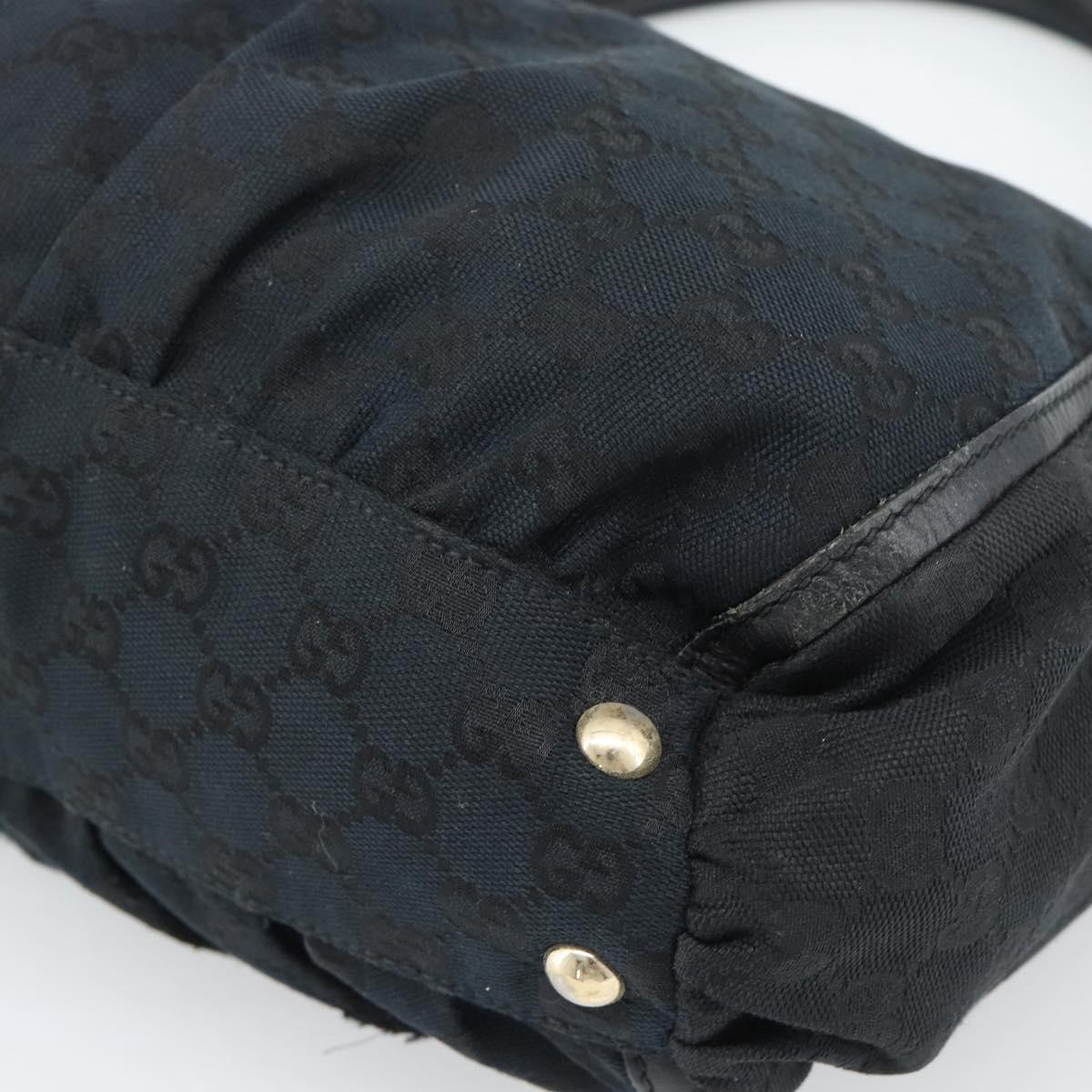 GUCCI GG Canvas Hand Bag Black Gold 189831 Auth mr2645