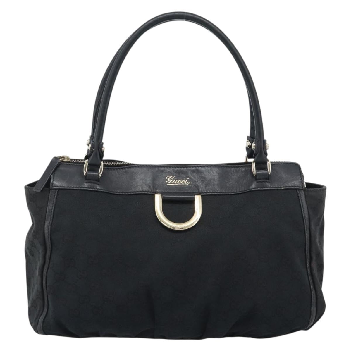 GUCCI GG Canvas Hand Bag Black Gold 189831 Auth mr2645