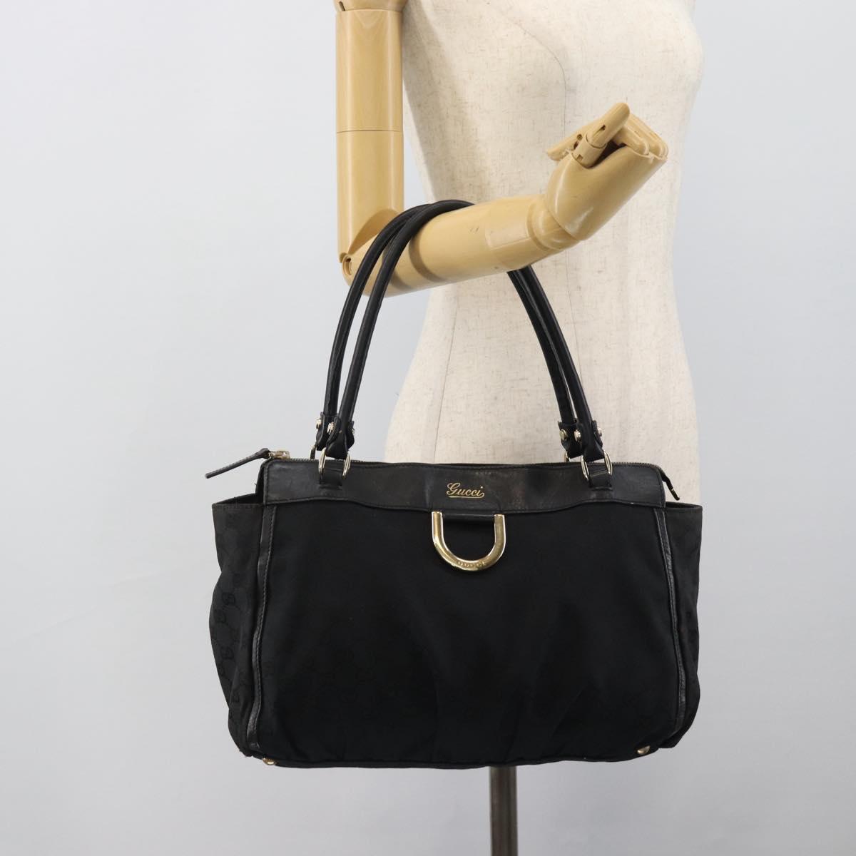 GUCCI GG Canvas Hand Bag Black Gold 189831 Auth mr2645