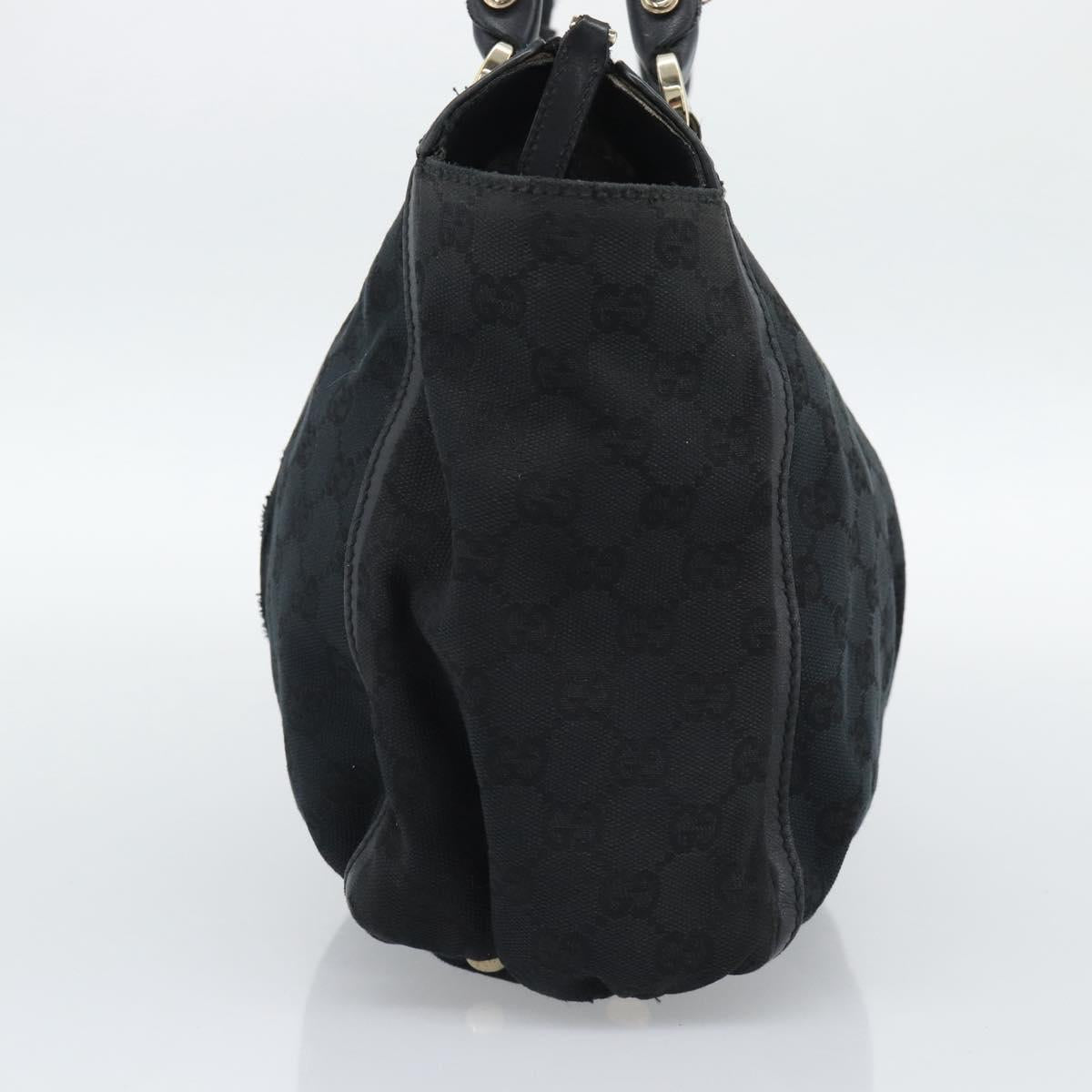 GUCCI GG Canvas Hand Bag Black Gold 189831 Auth mr2645