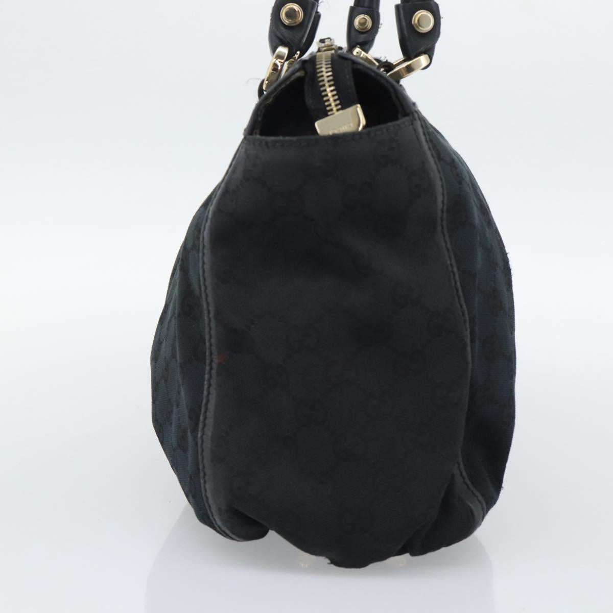 GUCCI GG Canvas Hand Bag Black Gold 189831 Auth mr2645