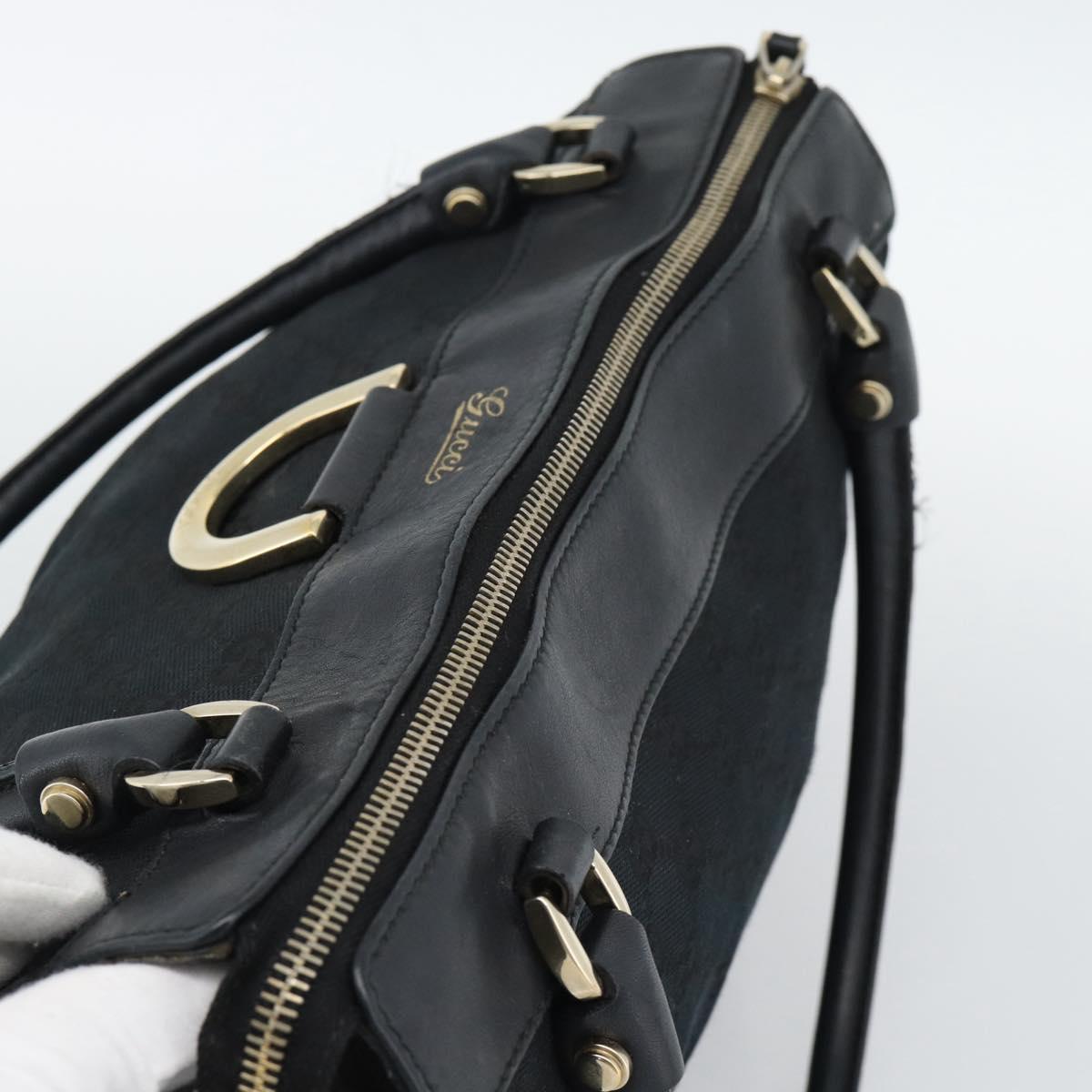 GUCCI GG Canvas Hand Bag Black Gold 189831 Auth mr2645